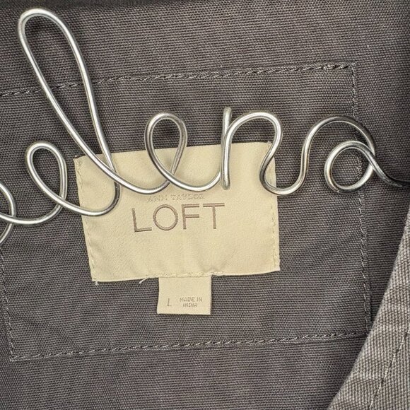 Ann Taylor Loft Size L Grey Utility Jacket - Picture 3 of 4